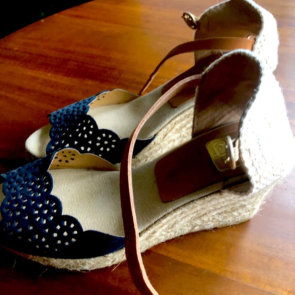 Kanna dark blue and brown open-toed espadrilles